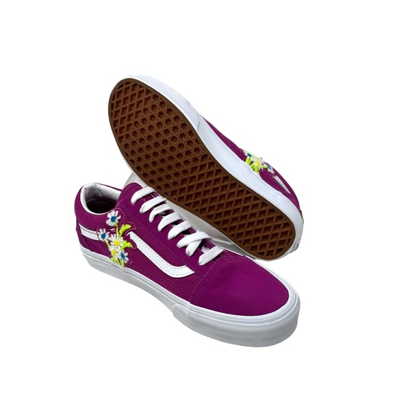 VANS Old Skool Shoe Suede Floral Fuchsia Skate Sneakers Women's Size VN0A4BV5TPK - Picture 3 of 9